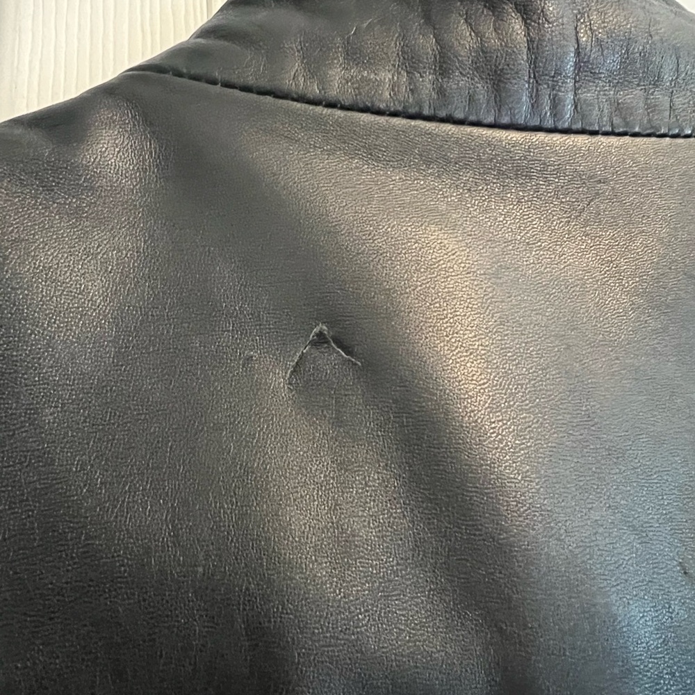 Olly London Sleek Black Leather Jacket (needs small repair) - Picture 10 of 15